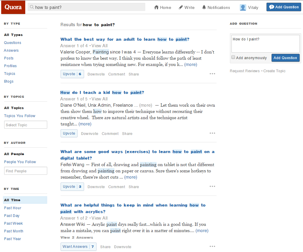 Использование сервиса Quora